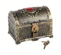 TEMU Arca Pirata Acabado de Antiguo - de Almacenamiento con Candado y Llave, Organizador Decorativo de Plástico Duradero para Joyas, Recuerdos, Decoración del Hogar y Oficina (5.51x4.33x4.13 Pulgadas)