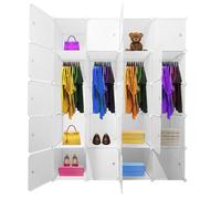 TEMU Armario Vestidor Cube Premium Home - 20 cubos con puertas - Organizador modular para ropa, zapatos y accesorios - Perchero incorporado - Diseño resistente y elegante - 188x144x35cm