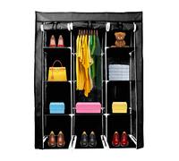 TEMU Armario Vestidor de Tela Home 170x130x45cm 9 huecos 1 Zapatero Perchero Organización de Ropa y Calzado