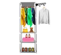TEMU Armario Vestidor Modular Home 170x55x35cm Baldas, Barra Colgador y Perchero Lateral - Organización de Ropa y Complementos para Dormitorio