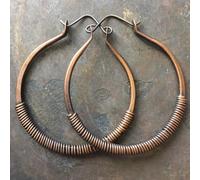 TEMU Aros de Cobre con Envoltura de Alambre, Aros Grandes de Cobre, Joyería Rústica, Aros Grandes, Aros de Tamaño Grande