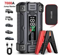 TEMU Arrancador de batería Jump Starter 7000A de pico, paquete de batería de de batería de coche de 12V para motores de de 10.0L y diésel de 7.0L, arrancador portátil con linterna de 3