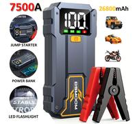 TEMU Arrancador de Coche 7500A con Linterna LED, Pantalla LCD Grande, Booster de Batería de Emergencia para Coche 12V, de , Cargador Portátil Power Bank 12800mAh / 26800mAh