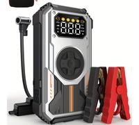 TEMU Arrancador de Coche Swarey 12000Mah con Batería Externa y Compresor de Aire, 150PSI, y Corriente de 6000A, Compatible con los Motores de y Diésel de 10.0L, Equipado con Luz LED