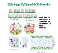 TEMU Artículos decorativos para de de Peppa Pig, que juego de platos de Peppa Pig, servilletas, vasos, mantel y pancartas