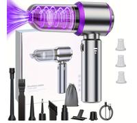 TEMU Aspiradora de Coche Potente, Aspiradora Inalámbrica de 20000 PA 4 en 1 Velocidades y Filtro HEPA, Aspiradora Mini Inalámbrica para Coche, Hogar, Oficina (-Plateado)