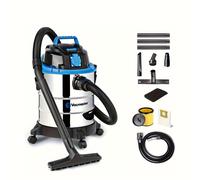 TEMU Aspiradora industrial para uso y húmedo 1250W 18L, función de soplado, sin bolsa, acero inoxidable, para sótano, garaje, cocina, patio