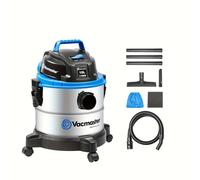 TEMU Aspiradora industrial para y húmedo, función de soplado, para suelos y húmedos sin bolsa, acero inoxidable, 1100W 18L