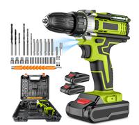 TEMU Atornillador de impacto inalámbrico , juego de taladro de 10 mm, taladro de de 45 N.m, 25+3 de torque, para renovación del hogar, apriete de tornillos y proyectos