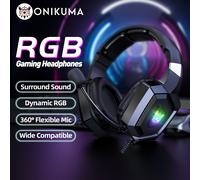 TEMU Audífonos de Juego con Cable ONIKUMA K8 con Sonido Envolvente RGB , Micrófono Flexible de 360°, Reducción de Ruido y Copas de Oreja Acolchadas Cómodas para PC y Portátil - Negro