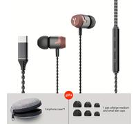 TEMU Auriculares con enchufe USB-C, con micrófono, llamada HD, estuche de almacenamiento y 3 de tapones de oreja de repuesto, auriculares estéreo, auriculares de , para teléfono .