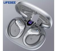 TEMU Auriculares Inalámbricos 5.3 | 78H de Reproducción, Pantalla , Micrófono con Cancelación de Ruido CVC 8.0, Plateado, LIFEBEE - Inalámbricos, Recargables, Carga USB Tipo-C