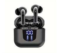 TEMU Auriculares inalámbricos ANKRIYUL con estuche de carga de tres pantallas digitales, auriculares deportivos HiFi, auriculares estéreo, auriculares con reducción de ruido ENC y estuche de carga LED