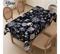 TEMU Autorizado 1pc Disney Una Navidad de Jack y Sally Impreso Rectangular Mantel de Poliéster Lavable Mantel de para Reuniones Familiares Fiestas Navideñas Banquetes Picnics Decoraciones de Boda