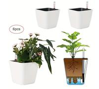 TEMU Autorriego con Indicador de Nivel, Juego 3 Macetas Plásticas Apilables para Plantas, 4.92 Pulgadas - Ideal Para Suculentos Hierbas Aloe Vera y Cultivo en Exteriores
