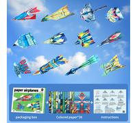 TEMU Aviones de Origami para Niños - Kit DIY de 36 Coloridos, Juguete Divertido y Educativo STEM para de 5-8 a 12 Años, Actividad Fácil de Plegar para Interiores y Exteriores