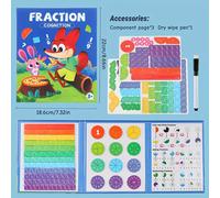 TEMU Ayudas didácticas magnéticas para enseñar fracciones - Libro interactivo de aprendizaje de matemáticas con fracciones con código de color, práctica de /, actividades de numérico