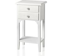 TEMU B BARONI HOME Estilo Shabby Chic, mesita de noche de madera blanca con 2 cajones y 1 estante, decorada con de resina , de MDF y madera , , no requiere , : 37x26x70 cm