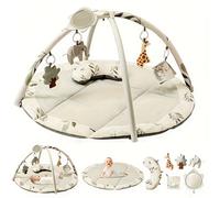 TEMU Baby Play Gym & Activity Mat, Tummy Time Mat W 5 Juguetes Desmontables y Almohada, Gran Sensory Playmat para Piso, Regalo de Ducha para Bebés Recién Nacidos 0-3-6-9-