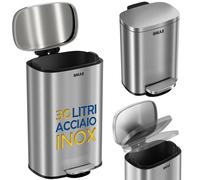 TEMU BAKAJI de Basura de Acero Inoxidable de 30L con Interior Extraíble, Cierre y Silencioso con Amortiguación, Ideal para Cocina y Baño