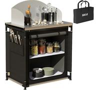 TEMU BAKAJI Mesa de Cocina Portátil Plegable para Camping con Estructura de Aluminio, Estación de Cocina Impermeable, Bolsa de Almacenamiento y Organizador de Tela Individual