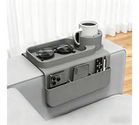 TEMU Bandeja Portavasos para Sofá, Taburete de Silicona para Reposabrazos de Sofás, con Bolsillos para Guardar Controles Remotos, Teléfonos, Tablets, Snacks y Vasos de Agua