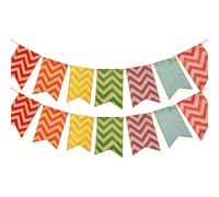 TEMU Banderas triangulares de lino - de chevron, bunting de tela de varios colores para Navidad, y fiestas, decoración de | de chevron | Cordón decorativo, tela de lino