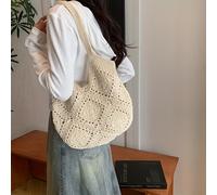TEMU Bandolera de Crochet a para Mujer - Bolso Plegable con Cierre Magnético, Diseño Khaki/Boho-Chic, Correa Fija para Salidas Casuales y Vacaciones en , Estilo Artesanal, Forro de Poliéster