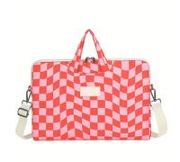 TEMU Bandolera para de 15-15.6 Pulgadas en Cuadros Rosa y - Nylon Duradero con Correa Ajustable, Forro de Poliéster y Diseño Ergonómico para Trabajo, o Viaje