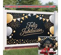 TEMU Banner 2D - Un Banner 2D con una Sola Pieza para una Jubilación, Adornado con Globos y un de Artificiales. Tela Decorativa es para Regalos, Fiestas y Mejorar el de las Salas de Estar