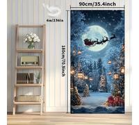 TEMU Banner de Puerta 2D , 1 Pieza "¡Una Noche Mágica Navideña con el de Santa sobre un País !" Impresión , Desmontable para Entrada, Sala, Dormitorio u Oficina - Adecuado para Uso Interior y Exterior