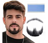TEMU Barba Realista de Parcería, Bigote Profesional a para Hombres con Soporte Invisiblemente en Encaje, Barba Falsa Escenario Grado para Festivales, Fiestas y Más, Pelusa Negra Realista