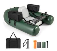 TEMU Barco de Pesca Inflable, Tubo Flotante De Pesca Hinchable con Regla para Peces, Base de Pesca, 2 Bolsillos de Almacenamiento, Bomba, Bolsa de Transporte y Hebillas de Motor, Verde