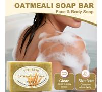 TEMU Barra de Jabón de Avena Artesanal para Rostro y Cuerpo - Exfoliante y Limpiador, Exfoliación , en la Limpieza de Poros, Conveniente para Viajes, para Todo Tipo de Piel