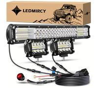 TEMU Barra de Luz LED de 20 Pulgadas y Kit de 2 Piezas de Luz LED de 4 Pulgadas, Cables de Conexión y , Tira de de Tres Filas para , ATVs, UTVs, Camiones, Pickups, Barcos, , Tractores