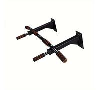 TEMU Barra de Peso Montada en la Pared de 1 Pieza - Equipo de Gimnasio Multifuncional para el Entrenamiento de Central, Hierro Negro con Agarres Naranjas, Configuración de Barra Simple o para