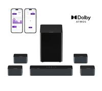 TEMU Barra de sonido ULTIMEA 7.1ch , de sonido envolvente de 460W con subwoofer inalámbrico de 6.5", control por APP y ajustes de EQ, 4 altavoces envolventes con cable, de sonido para cine en casa