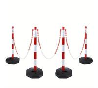 TEMU Barras de barrera Postes de cadena Barreras de estacionamiento Postes de plástico reforzado Balizas con cadena de barrera de 140 cm con reflectante rojo y blanco