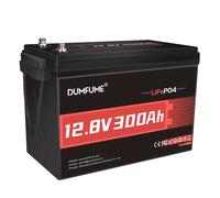 TEMU Batería de 12V 300Ah LiFePO4, 10000+ ciclos profundos recargable con BMS incorporado, 3840Wh, ideal para caravanas, barcos, motores solares y uso de camping