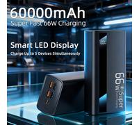 TEMU Batería Externa de 60000mAh con Carga Súper Rápida de 66W, Cargador Portátil de con Gran Capacidad, Envío desde Almacén Local, Idea de Regalo Ideal, Adecuado para Dispositivos y iOS.