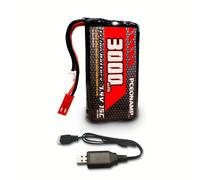 TEMU Batería PCEONAMP 3000mAh 2S 7.4V Li-ion con Conector JST y Cables de Carga USB, Compatible con la Mayoría de Coches RC, Camiones, Excavadoras y Barcos RC