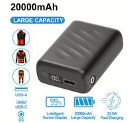 TEMU Batería Portátil de 20000mAh para Chaleco Térmico - Power Bank de Capacidad 5V/7.4V con Pantalla LED y Salidas /USB/Type-C, Carga Rápida (22.5W) Compatible con Smartphones, Tablets e Más