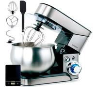 TEMU Batidora Amasadora Repostería 1800W MAX, Robot Cocina Profesional + Báscula, Movimiento Orbital, Varillas, Gancho Masa, Bol 5 L, 6 Velocidades + Función , KM1114B, Briebe, Acero Inoxidable