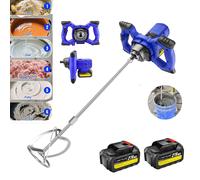 TEMU Batidora de Inalámbrica Portátil con 2 Baterías y Cargador - 2600W, Mezcladora Manual para Pintura Cemento Ajustable en 6 Velocidades, Batidora Sin Alambres Para Yesos Y Hormigón
