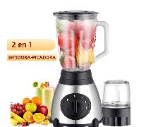 TEMU BATIDORA LICUADORA Y MOLINILLO 800W VASO DE CRISTAL 1.5L DE 5 VELOCIDADES PARA ZUMOS, SMOOTHIES, SALSAS, CARNE- CARCASA DE ACERO INOXIDABLE - 5 VELOCIDADES -MOLINILLO PARA CAFÉ Y ESPECIAS