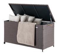 TEMU Baúl de Jardín BAKAJI en Ratán Poliéster de 420 Litros, Exterior Impermeable Resistente a los Rayos UV, Baúl XXL con Ruedas para Transporte y Asa, 121 x 55 x 60 cm