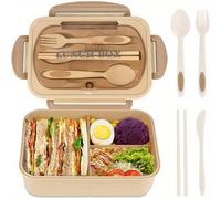 TEMU Bento de 3 Compartimentos para Adultos - Contenedor de Almuerzo de 1200ml con Utensilios, para Microondas