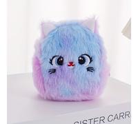 TEMU Billetera de felpa con diseño de gato de dibujos animados | Portátil, con cremallera, , forro, color mezclado, accesorio para llavero