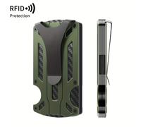 TEMU Billetera minimalista de fibra de carbono anti-fraude, tarjetero de aluminio metálico ultradelgado de gran venta con protección RFID.