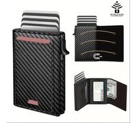 TEMU Billetera Porta Tarjetas Automática Pop-Up RFID Anti-Robo y Anti-Magnética de Gran Capacidad